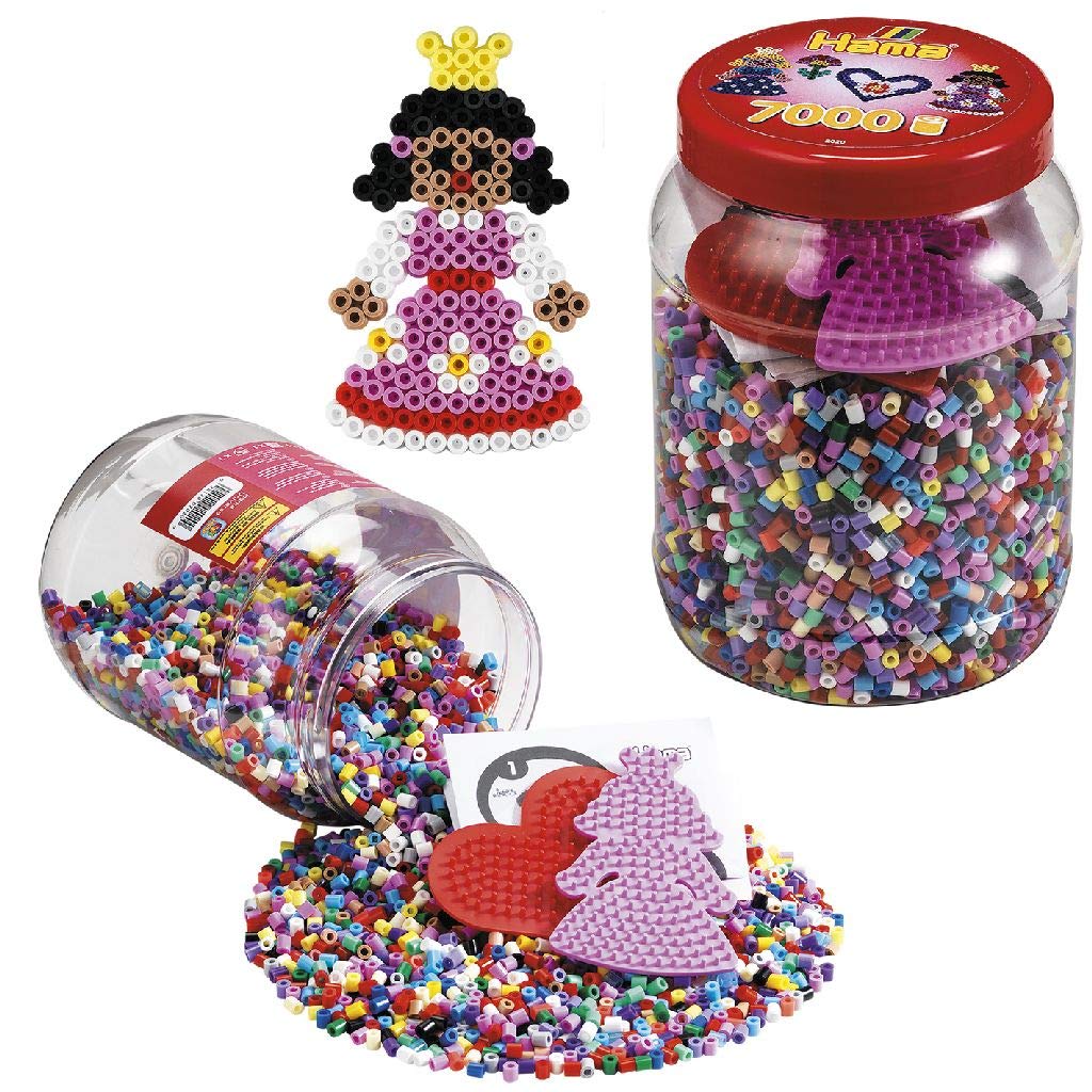 Hama - Midi Pot Rouge - 7000 Perles + 2 Plaques Couleurs - Taille Midi ø 5 mm - Réf 2020