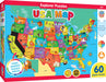 MasterPieces 60 Piece Educational Jigsaw Puzzle for Kids - USA Map State Shaped - 16.5"x12.75" USA Map w/ State Pieces