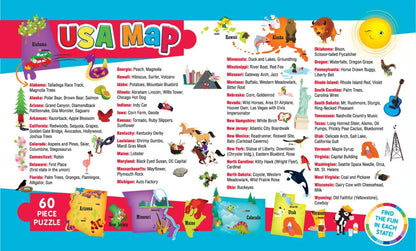 MasterPieces 60 Piece Educational Jigsaw Puzzle for Kids - USA Map State Shaped - 16.5"x12.75" USA Map w/ State Pieces