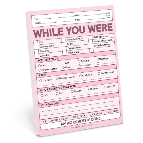 Knock Knock While You Were Nifty Note Pad (Pastel Version)