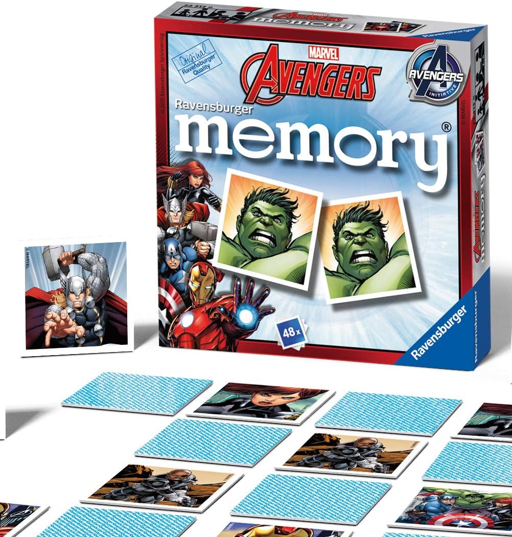 Ravensburger Marvel Avengers Assemble 3x 49 Piece Jigsaw Puzzles for Kids Age 5 Years and Up & Marvel Avengers Mini Memory Game - For Kids Age 3 Years and Up - Hulk, Thor, Iron Man + Memory Game