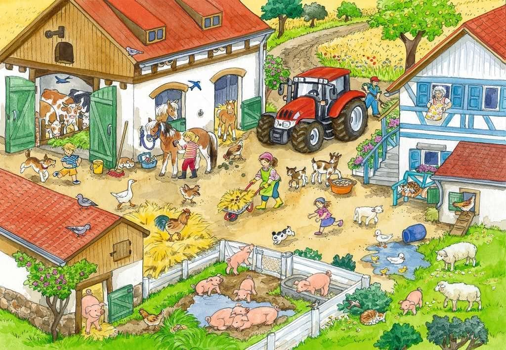 Ravensburger Puzzle – 09195 Child Classic – Day At The Farm – 2 x 24 Pieces unique