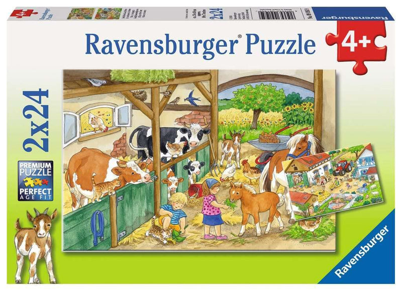 Ravensburger Puzzle – 09195 Child Classic – Day At The Farm – 2 x 24 Pieces unique