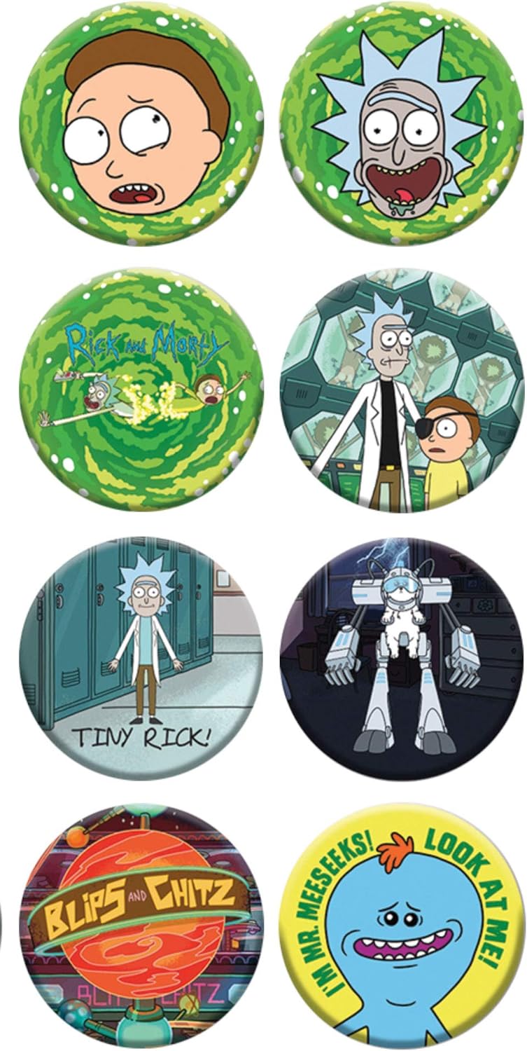 RICK AND MORTY Knöpfe – 3,2 cm/verschiedene Designs – 144 Stück Eimer