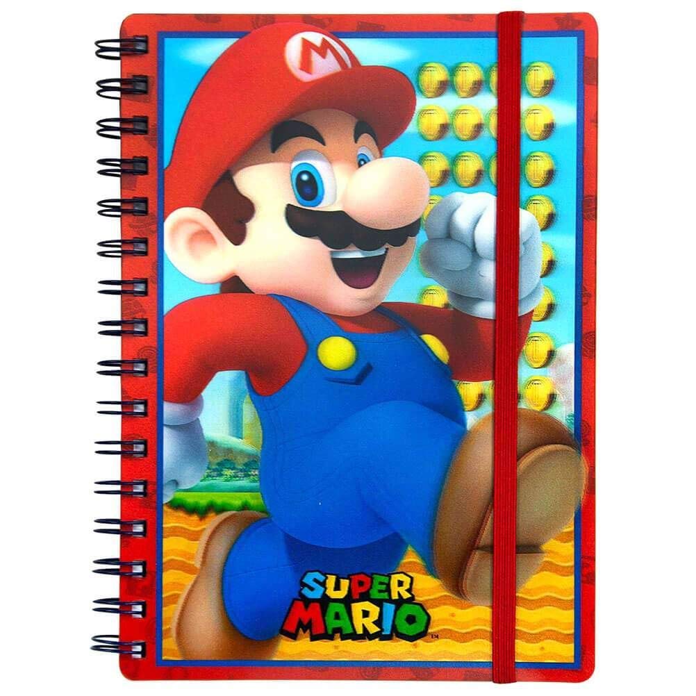 Pyramid International Super Mario A5 Spiral Notebook with Lenticular Cover and Secure Closure - Official Merchandise