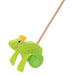 Goki- Juguete de Empuje Frog King, Color Verde (54938
