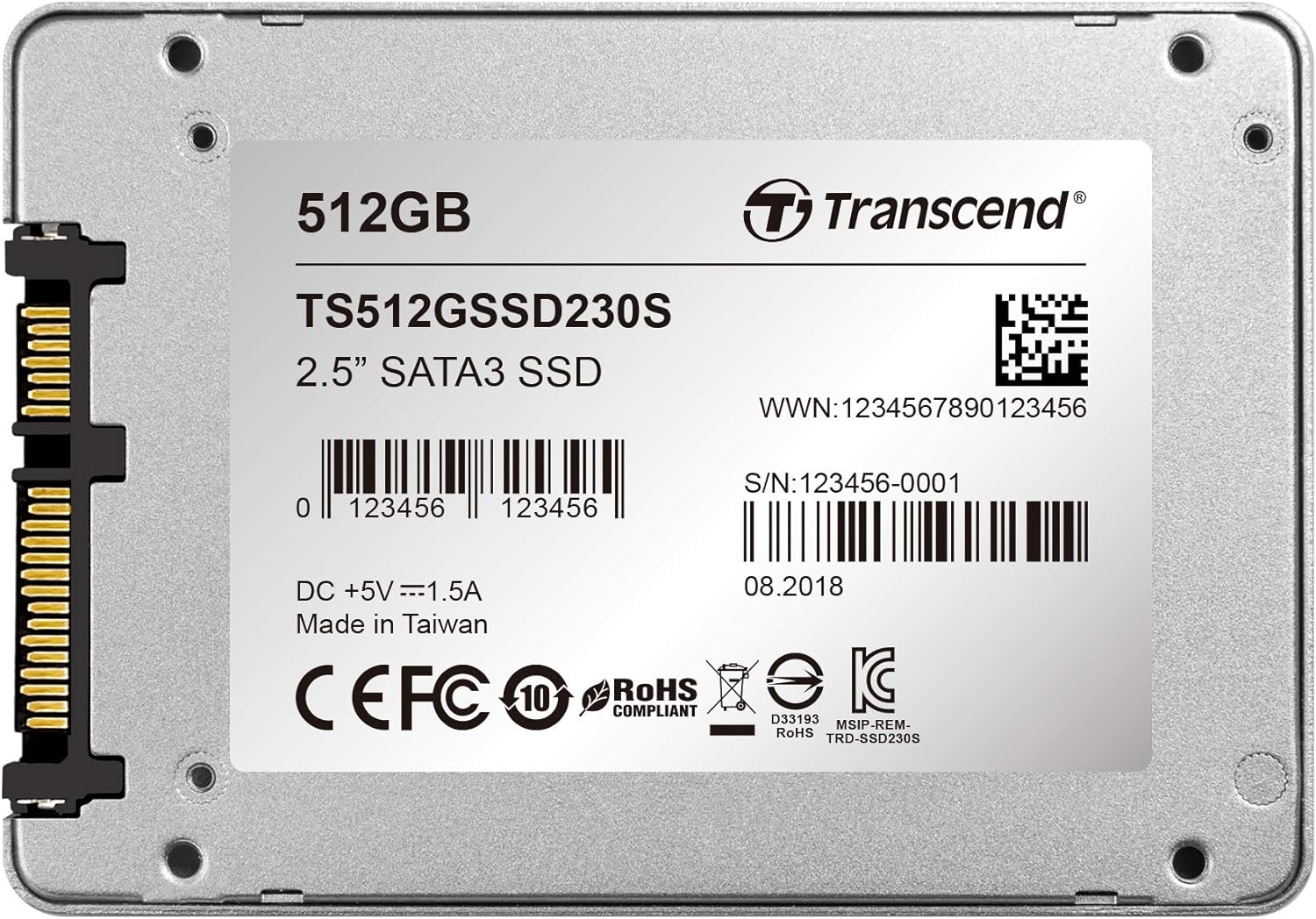 Transcend SSD230S 512 GB 2.5 Inch SATA III 6 Gb/s Internal Solid State Drive (SSD) 3D TLC NAND with DRAM Cache (TS512GSSD230S