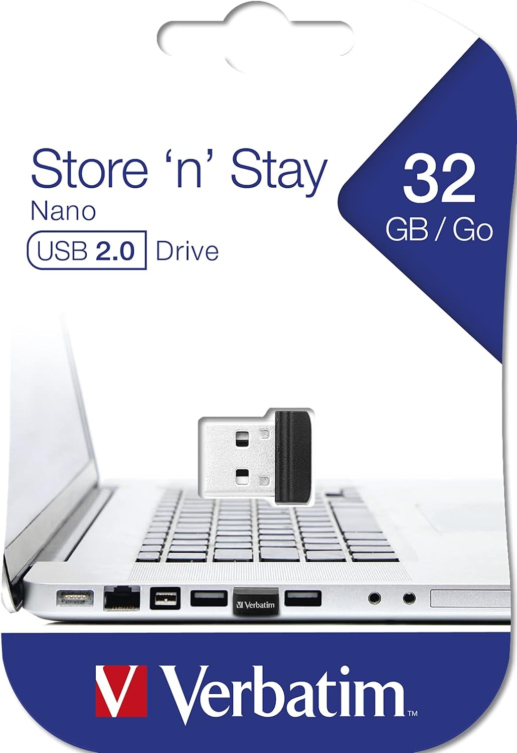 Verbatim Store 'n' Stay Nano USB-Stick 32GB, USB 2.0, USB Speicherstick mini, für Laptop Notebook Ultrabook TV Autoradio, USB Nano Stick, USB Stick kurz, schwarz