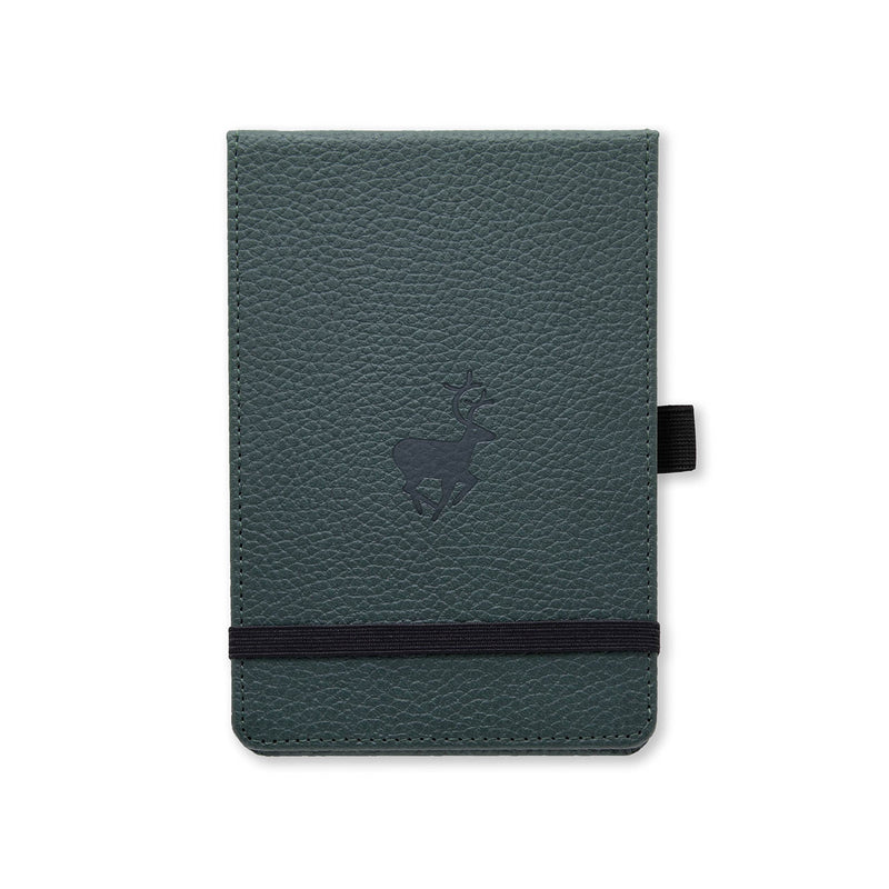 Dingbats - Wildlife Plain Pocket Notebook, Green Deer, A6 - Hardcover - Cream 100gsm Ink-Proof Paper - Includes Pocket, Elastic Closure & Bookmark
