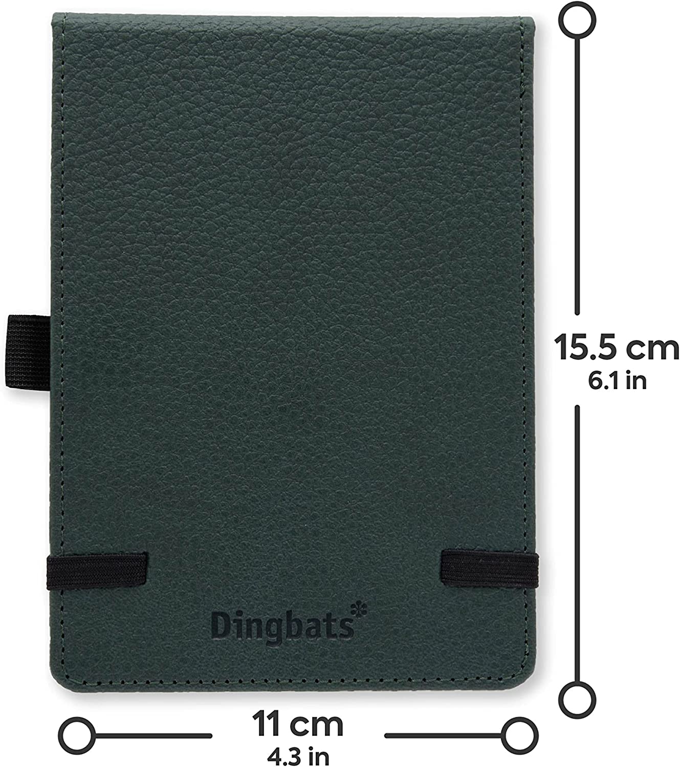 Dingbats - Wildlife Plain Pocket Notebook, Green Deer, A6 - Hardcover - Cream 100gsm Ink-Proof Paper - Includes Pocket, Elastic Closure & Bookmark