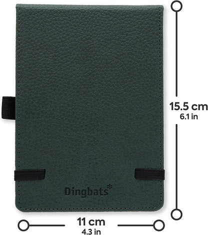 Dingbats - Wildlife Plain Pocket Notebook, Green Deer, A6 - Hardcover - Cream 100gsm Ink-Proof Paper - Includes Pocket, Elastic Closure & Bookmark