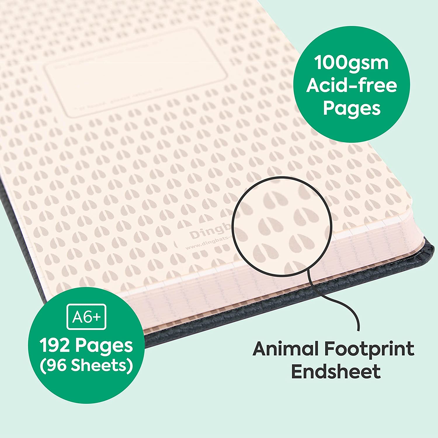Dingbats - Wildlife Plain Pocket Notebook, Green Deer, A6 - Hardcover - Cream 100gsm Ink-Proof Paper - Includes Pocket, Elastic Closure & Bookmark