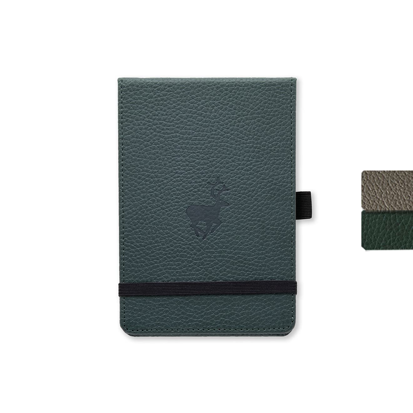 Dingbats - Wildlife Plain Pocket Notebook, Green Deer, A6 - Hardcover - Cream 100gsm Ink-Proof Paper - Includes Pocket, Elastic Closure & Bookmark
