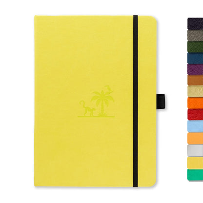 Dingbats - Earth Dotted Medium Notebook, Lime Yasuni, A5 - PU Leather Hardcover - 100gm Ink-Proof Paper - Numbered Pages, Index & Key Pages