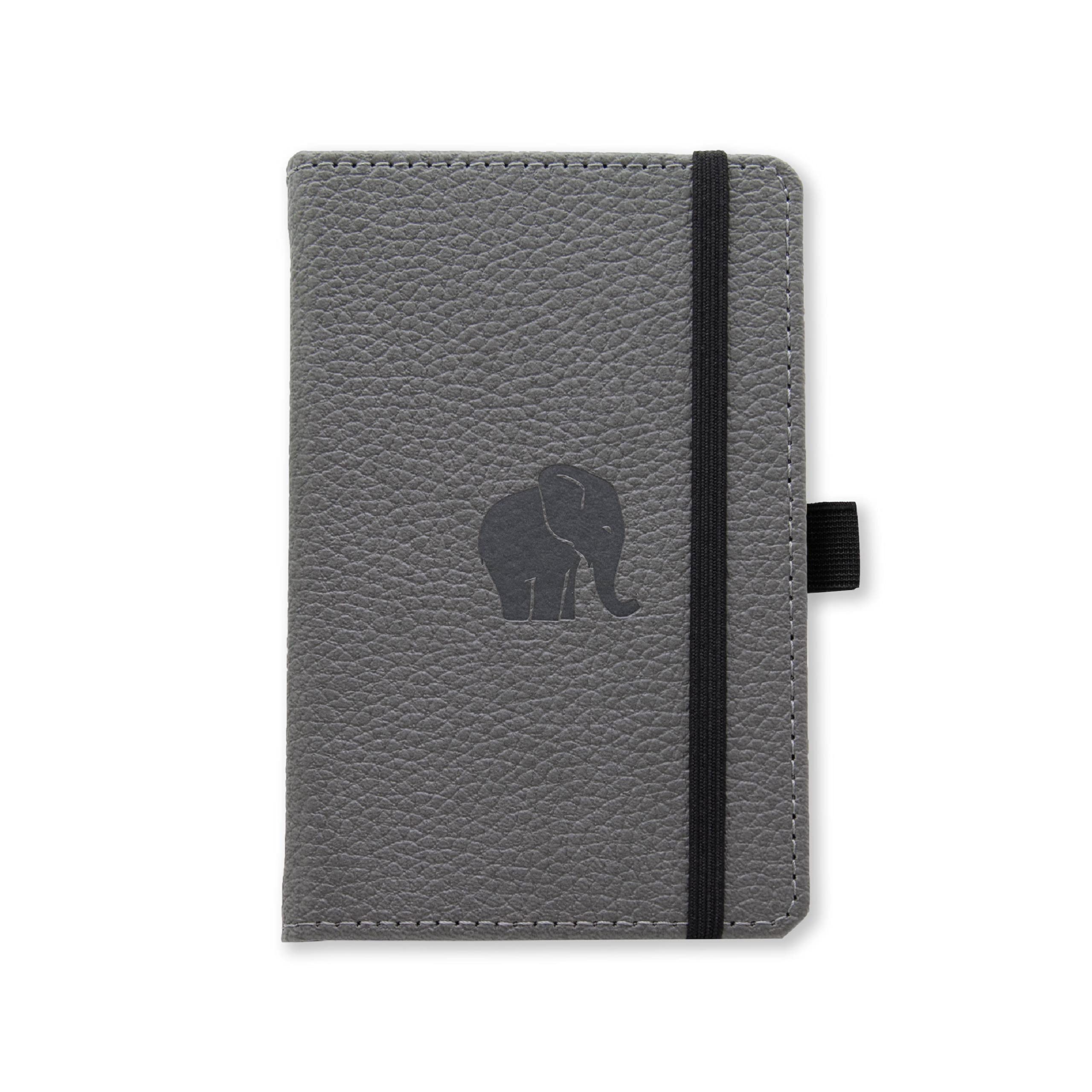 Dingbats* Notebooks - Wildlife Lined Pocket Notebook, Grey Elephant, A6 - Hardcover - Cream 100gsm Ink-Proof Paper - Includes Pocket & Bookmark