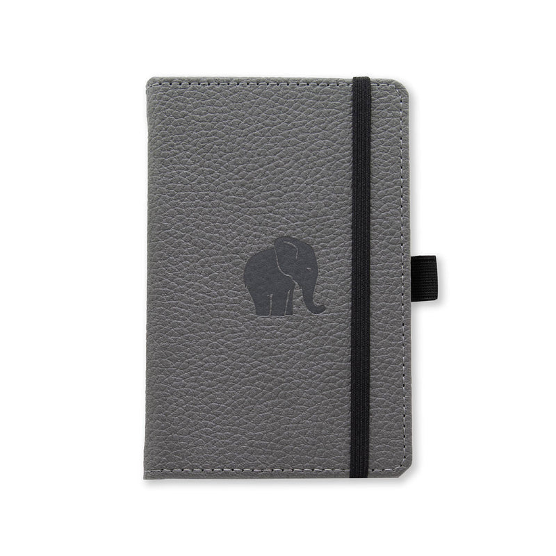 Dingbats* Notebooks - Wildlife Lined Pocket Notebook, Grey Elephant, A6 - Hardcover - Cream 100gsm Ink-Proof Paper - Includes Pocket & Bookmark