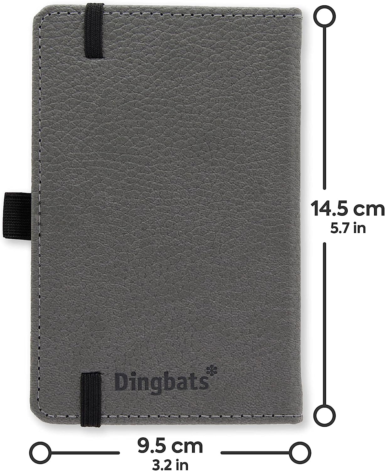 Dingbats* Notebooks - Wildlife Lined Pocket Notebook, Grey Elephant, A6 - Hardcover - Cream 100gsm Ink-Proof Paper - Includes Pocket & Bookmark