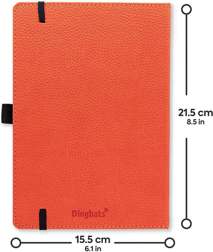 Dingbats - Wildlife Dotted Medium Notebook, Orange Tiger, A5 - Hardcover Notebook - PU Leather - Perforated, Cream 100gsm Ink-Proof Paper