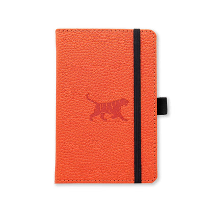 Dingbats - Wildlife Dotted Pocket Notebook, Orange Tiger, A6 - Hardcover - Perforated, 100gsm Ink-Proof Paper - Includes Elastic Closure & Bookmark