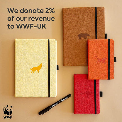Dingbats* Notebooks - Wildlife Lined Pocket Notebook, Orange Tiger, A6 - Hardcover - Cream 100gsm Ink-Proof Paper - Includes Pocket & Bookmark