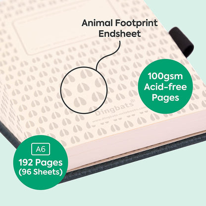 Dingbats - Wildlife Squared Pocket Notebook, Green Deer, A6 - Hardcover - Cream 100gsm Ink-Proof Paper - Includes Pocket, Elastic Closure & Bookmark