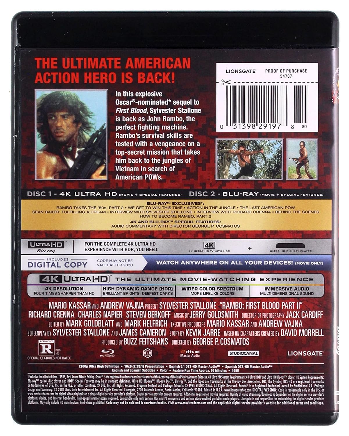 RAMBO: FIRST BLOOD PART II 4K Ultra HD + Blu-ray + Digital