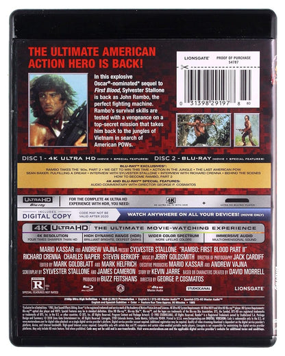 RAMBO: FIRST BLOOD PART II 4K Ultra HD + Blu-ray + Digital