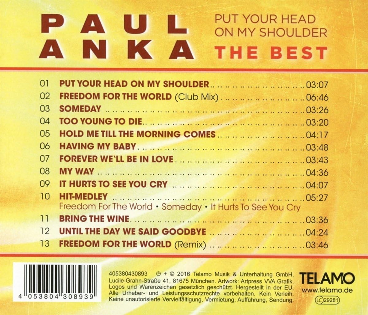 Put Your Head on My Shoulder,the Best