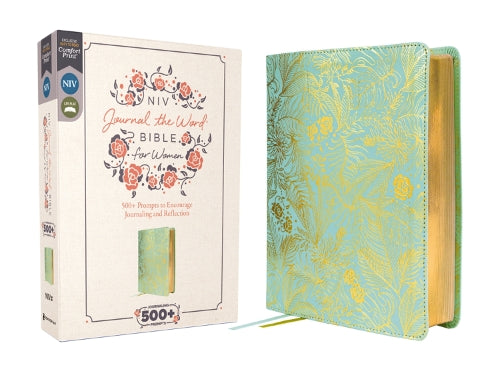 NIV, Journal the Word Bible for Women (Perfect for Note-Taking), Leathersoft, Teal, Red Letter, Comfort Print