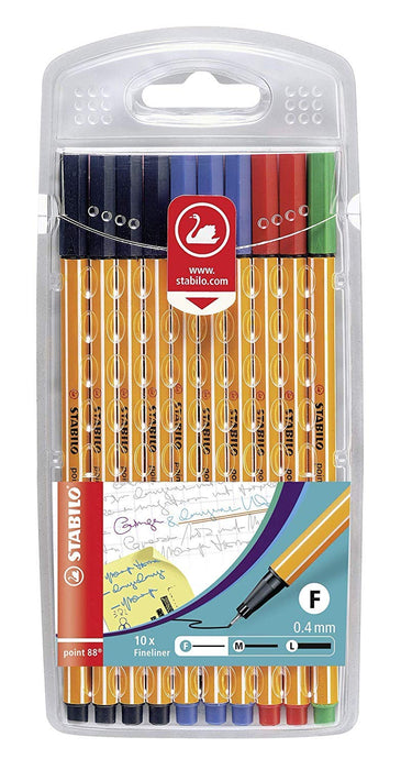 Fineliner - STABILO point 88 - Pack of 10 - Office Colours