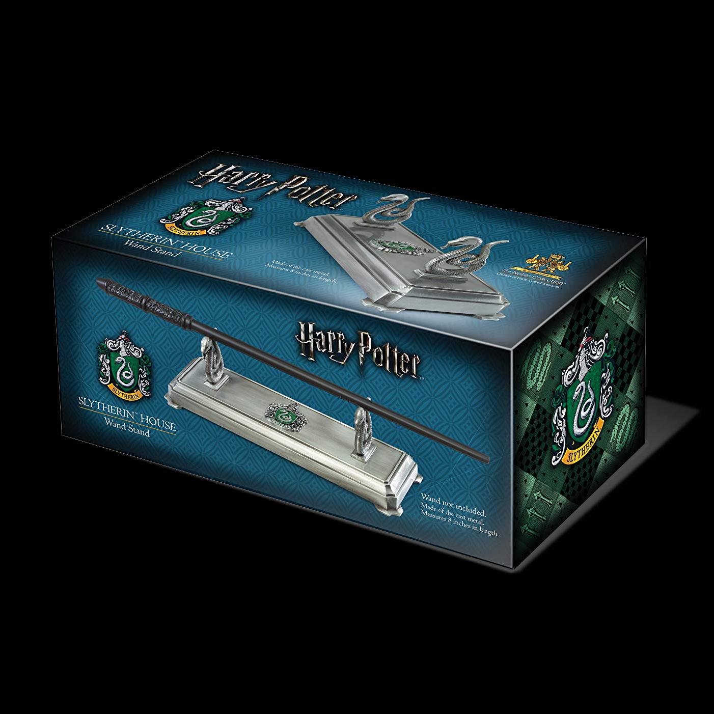 The Noble Collection Harry Potter Slytherin Wand Stand - 8in (20cm) Silver-Coloured Individual Wand Stand - Harry Potter Film Set Movie Props Wands - Gifts for Family, Friends & Harry Potter Fans