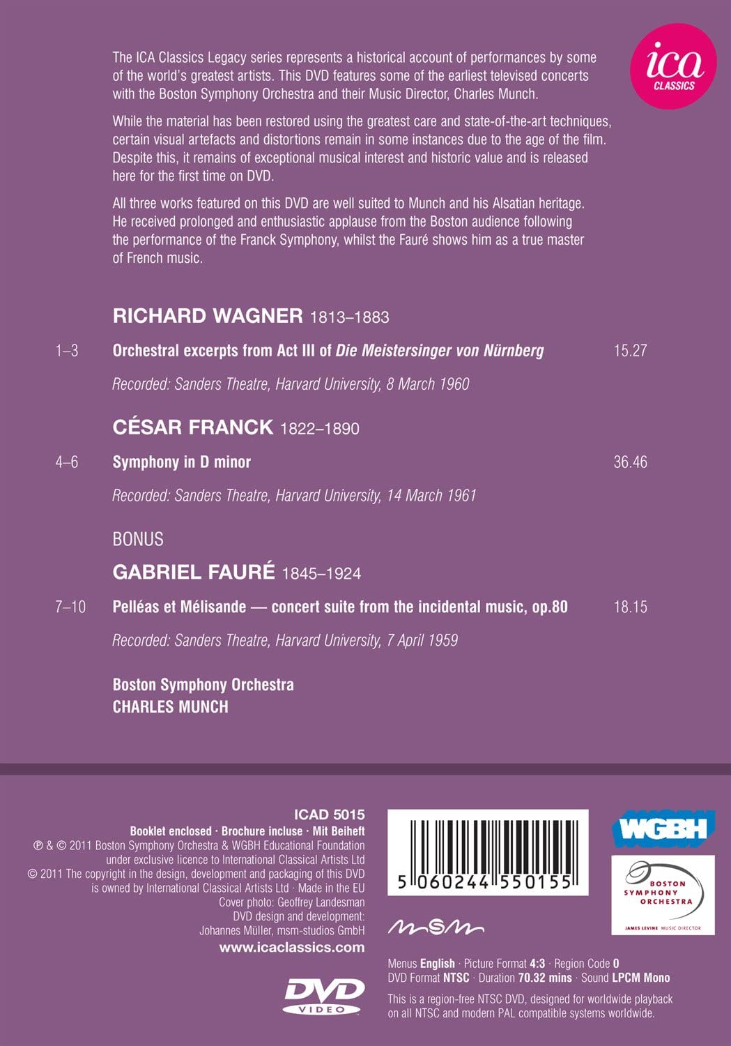 Various: Boston Symphony Orchestra (Die Meistersinger Excerpts/ Symphony/ Pelleas Et Melisande)
