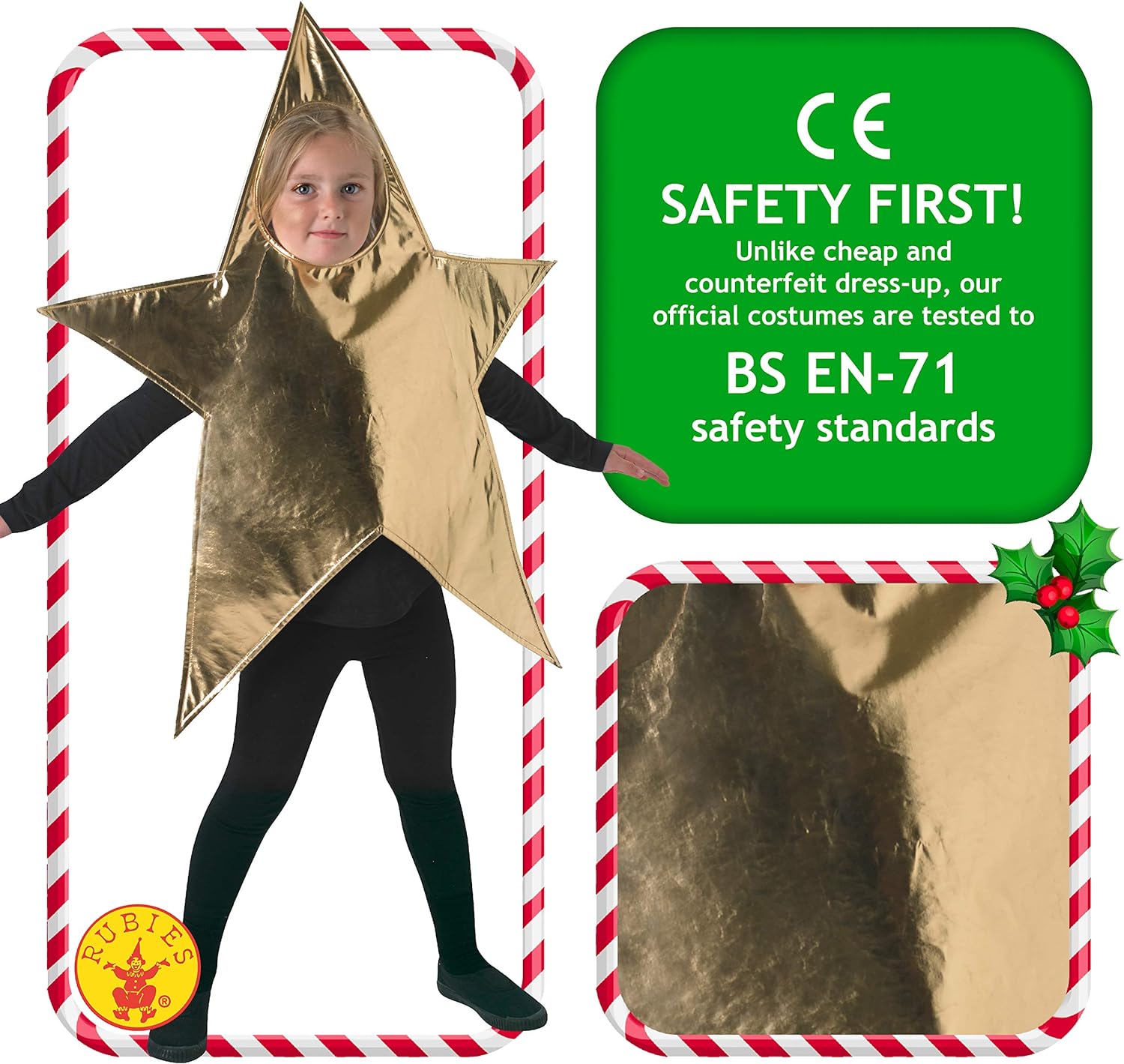 Rubie's Official Child's Nativity Star Christmas Costume ,Gold 4-6 Years, One Size