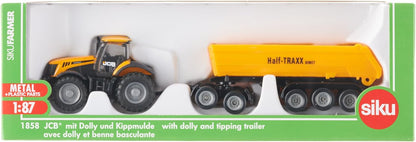 siku 1858, Tractor JCB con dolly y caja basculante, 1:87, Metal/Plástico, Amarillo, Caja basculante desmontable