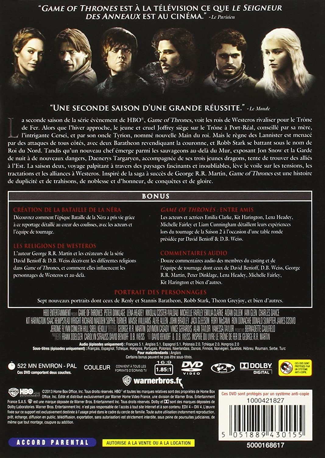 Game of Thrones (Le Trône de Fer) - Saison 2 - DVD - HBO