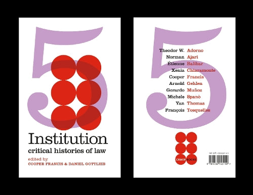 Institution: Critical Histories of Law: 5 (CRMEP BOOKS