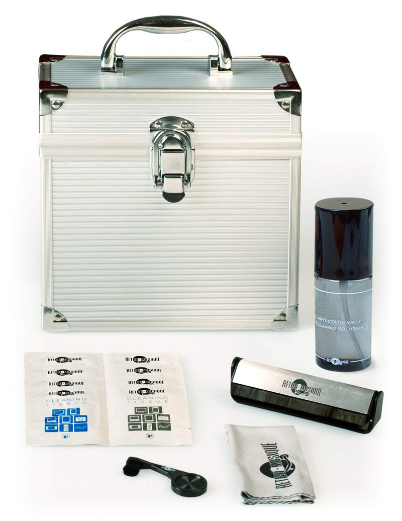 Aluminium 7 Inch Vinyl Record Case - Including Vinyl Cleaning Kit