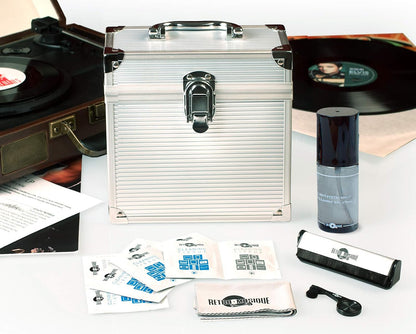 Aluminium 7 Inch Vinyl Record Case - Including Vinyl Cleaning Kit