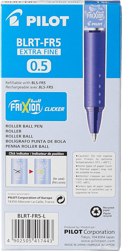 PILOT Frixion Clicker - Bolígrafo retráctil (punta de 0,5 mm, 12 unidades), color