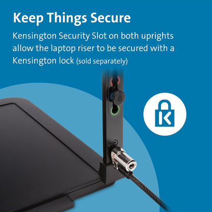 Kensington Laptop Riser - Ergonomic Laptop Stand for Home Office (up to 15.6 inch) with Anti-Skid Design, Security Slot and SmartFit System (K52783WW), Black