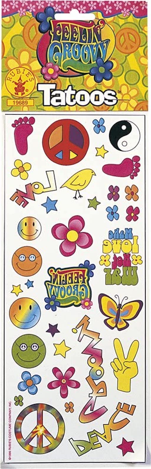 Rubie's Official Feelin Groovy Tattoo 1960's 60's Hippy Adult (One Size