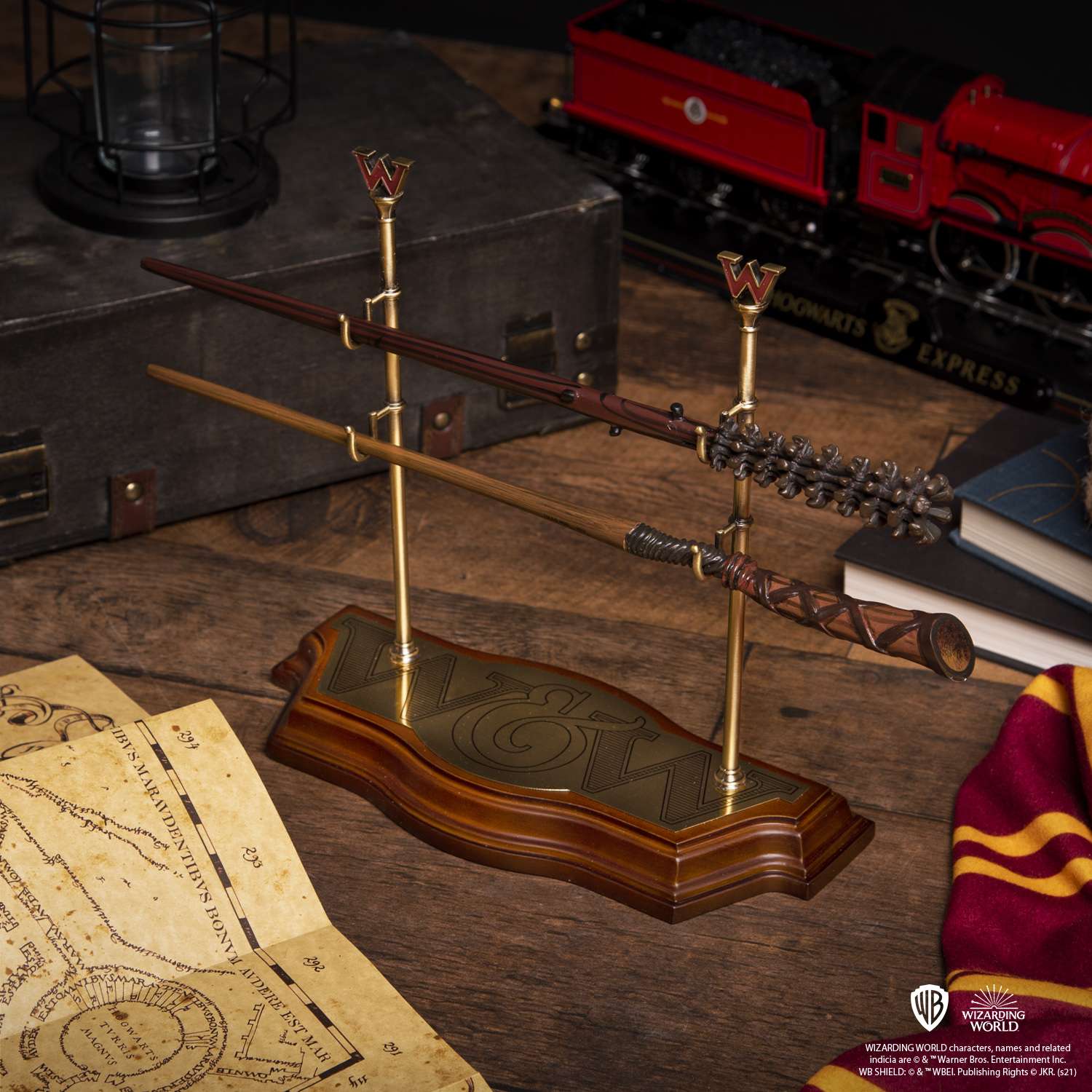 The Noble Collection Harry Potter Weasley Wand Collection With Display Stand - 17in (43cm) Resin Fred & George Weasley Wands - Officially Licensed Film Set Movie Props Gifts