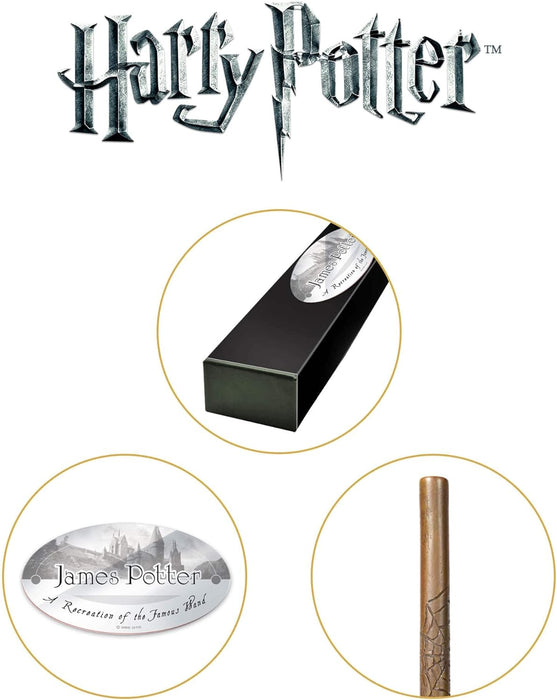 The Noble Collection - James Potter Character Wand - 15in (37cm) Wizarding World Wand With Name Tag - Harry Potter Film Set Movie Props Wands