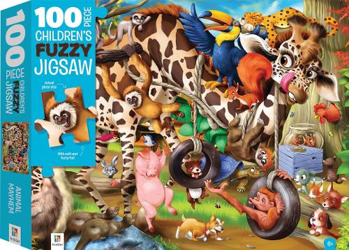 100-Piece Children’s Fuzzy Jigsaw: Animal Mayhem