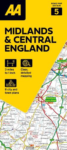 Road Map Midlands & Central England (AA Road Map Series 5) (AA Road Map Britain) Map - Folded Map. 3 miles to 1 inch.: 1:200000 (AA Road Map Britain series