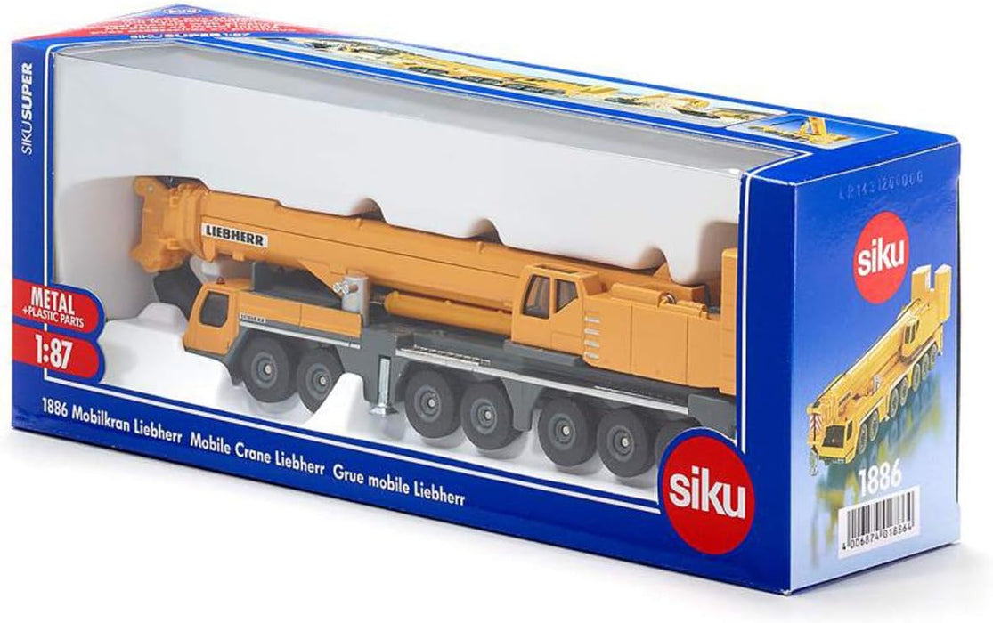 siku 1886, Liebherr Mobile Crane, 1:87, Metal/Plastic, Yellow, Movable parts