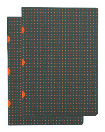 Grey on Orange / Grey on Orange (set of two) A5 Grid Notebooks