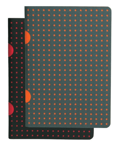 Black on Red / Grey on Orange (set of two) B7 Lined Notebooks
