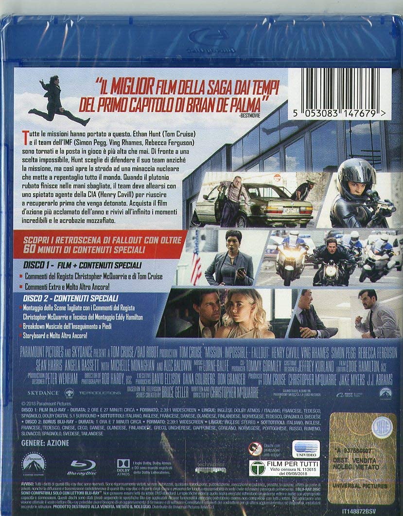 Mission: Impossible Fallout (Blu-Ray) (2 Dischi
