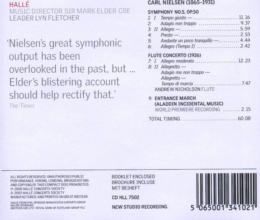 Symphony No. 5, Flute Concerto (Elder, Fletcher)